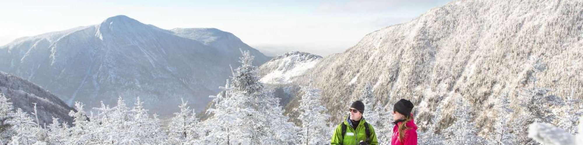 Snowshoeing on the mountain, winter