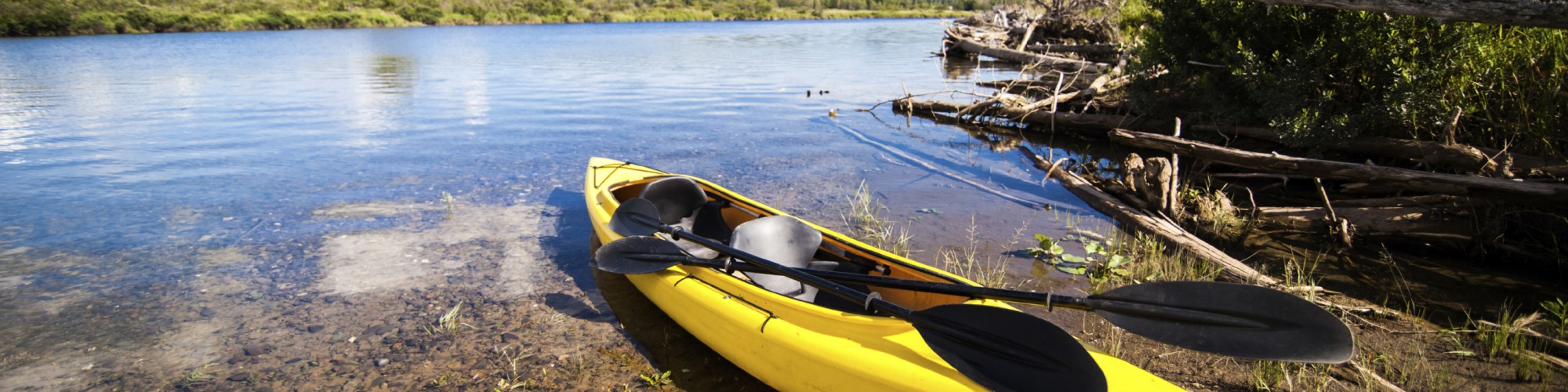 Kayak on the bank of a river